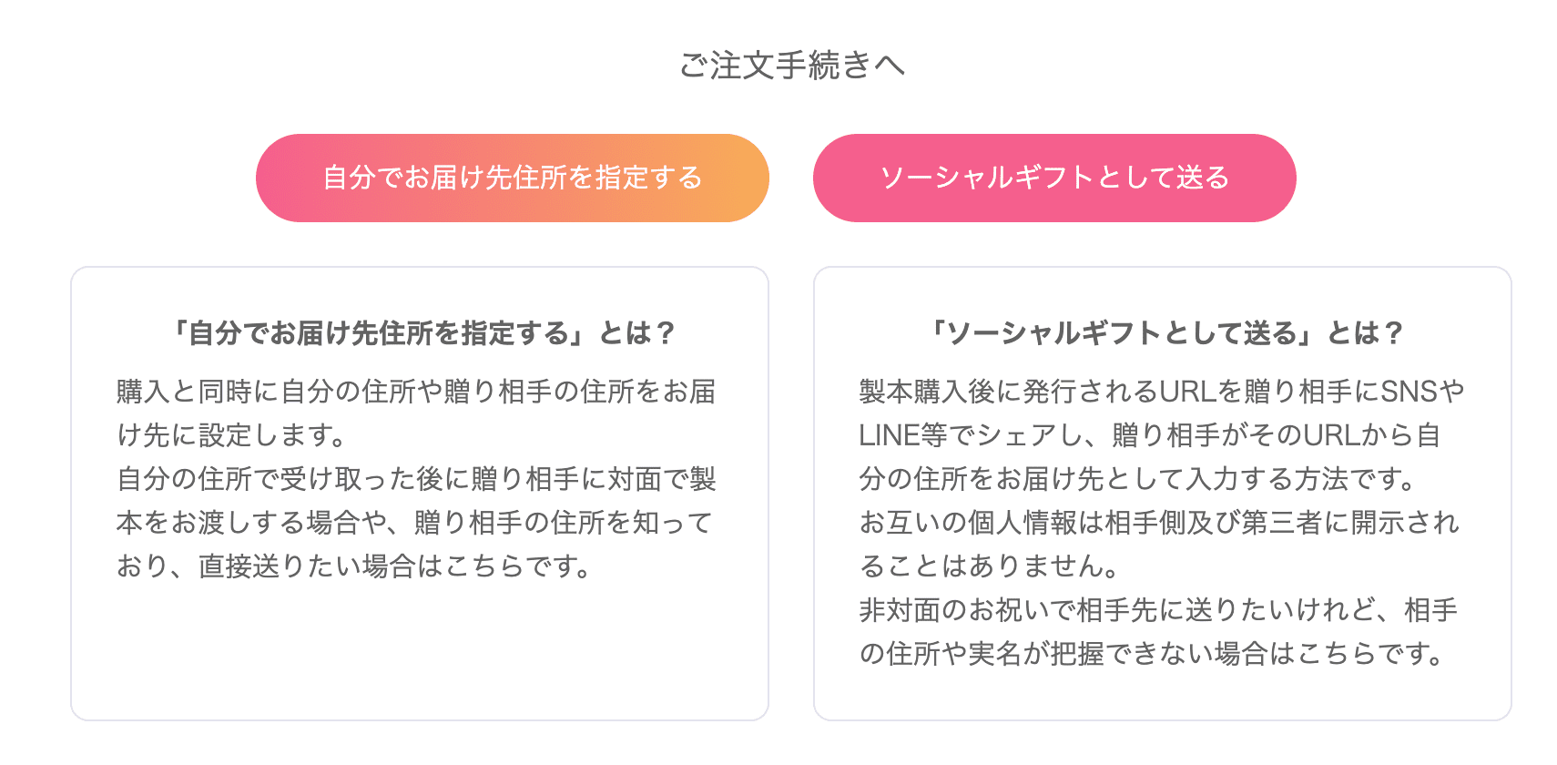 お届け方法の選択