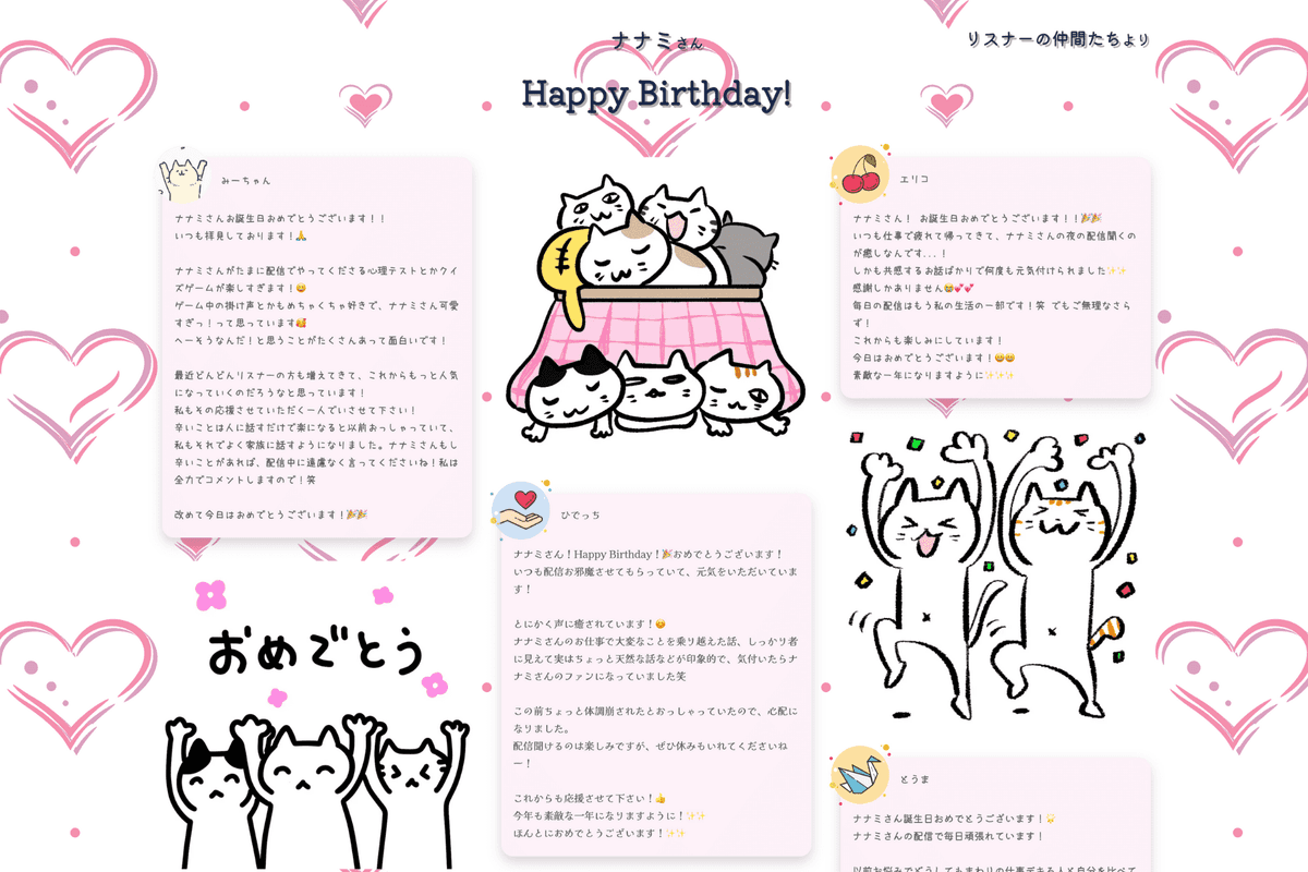 寄せ書きにねこの写真をアップロードして「かわいい」を演出する