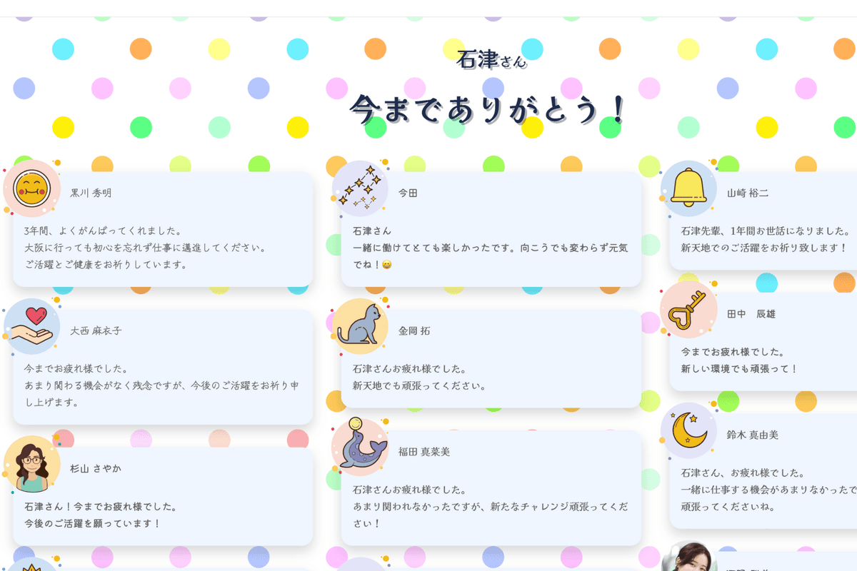 テンプレ感満載の寄せ書きのサンプル